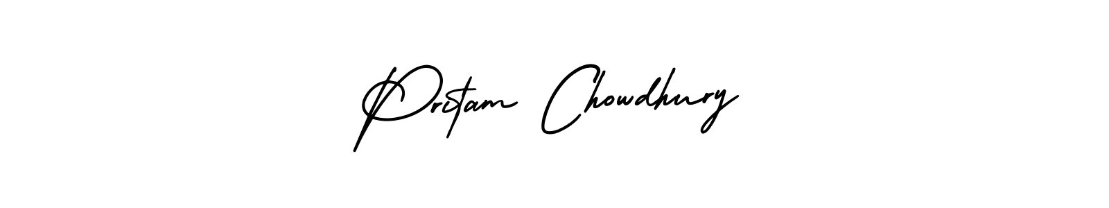 AmerikaSignatureDemo-Regular is a professional signature style that is perfect for those who want to add a touch of class to their signature. It is also a great choice for those who want to make their signature more unique. Get Pritam Chowdhury name to fancy signature for free. Pritam Chowdhury signature style 3 images and pictures png