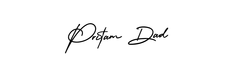 See photos of Pritam Dad official signature by Spectra . Check more albums & portfolios. Read reviews & check more about AmerikaSignatureDemo-Regular font. Pritam Dad signature style 3 images and pictures png