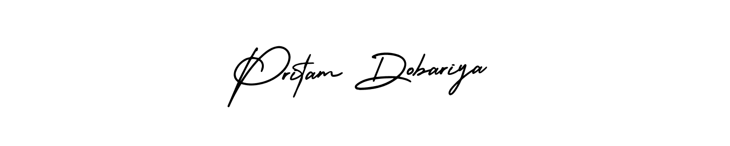 How to Draw Pritam Dobariya signature style? AmerikaSignatureDemo-Regular is a latest design signature styles for name Pritam Dobariya. Pritam Dobariya signature style 3 images and pictures png