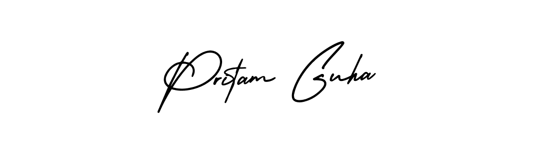 This is the best signature style for the Pritam Guha name. Also you like these signature font (AmerikaSignatureDemo-Regular). Mix name signature. Pritam Guha signature style 3 images and pictures png