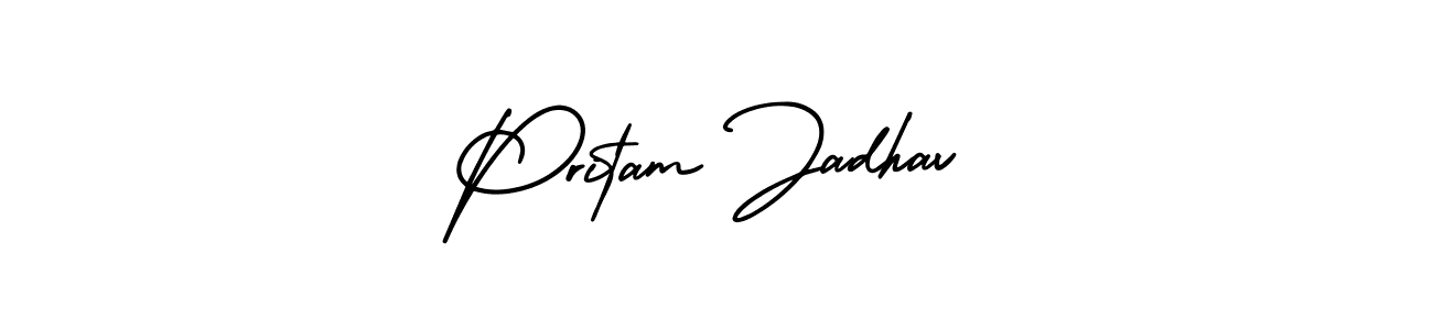 Create a beautiful signature design for name Pritam Jadhav. With this signature (AmerikaSignatureDemo-Regular) fonts, you can make a handwritten signature for free. Pritam Jadhav signature style 3 images and pictures png