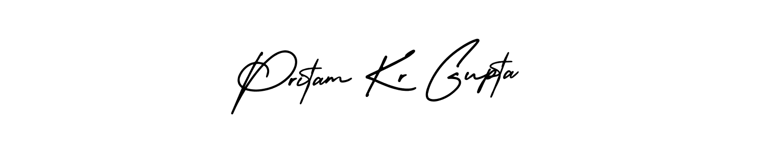 How to make Pritam Kr Gupta name signature. Use AmerikaSignatureDemo-Regular style for creating short signs online. This is the latest handwritten sign. Pritam Kr Gupta signature style 3 images and pictures png