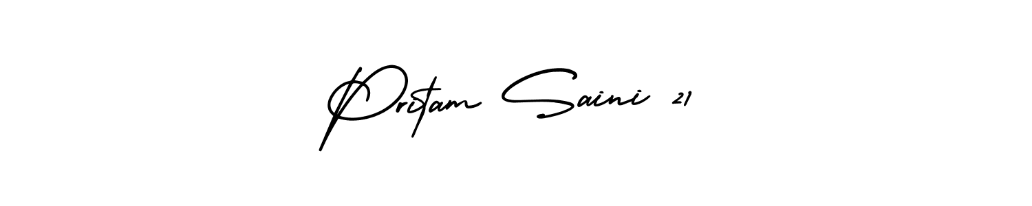 Design your own signature with our free online signature maker. With this signature software, you can create a handwritten (AmerikaSignatureDemo-Regular) signature for name Pritam Saini 21. Pritam Saini 21 signature style 3 images and pictures png