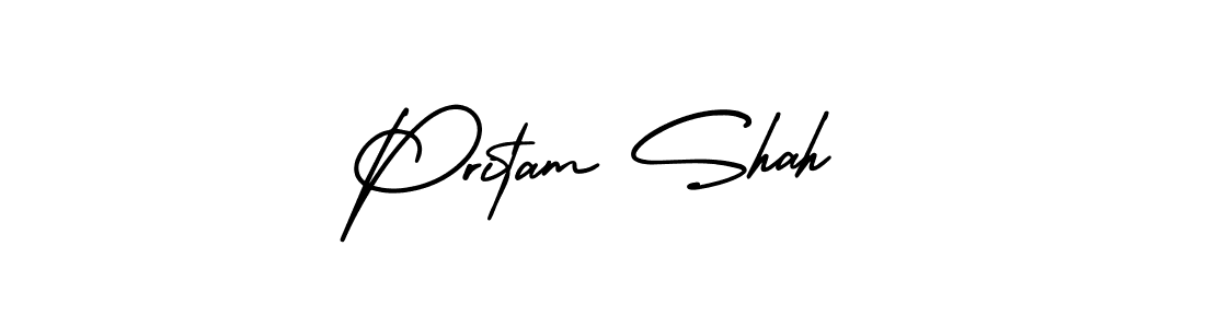 Pritam Shah stylish signature style. Best Handwritten Sign (AmerikaSignatureDemo-Regular) for my name. Handwritten Signature Collection Ideas for my name Pritam Shah. Pritam Shah signature style 3 images and pictures png