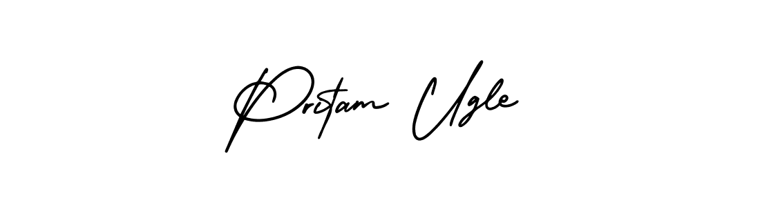 How to make Pritam Ugle name signature. Use AmerikaSignatureDemo-Regular style for creating short signs online. This is the latest handwritten sign. Pritam Ugle signature style 3 images and pictures png