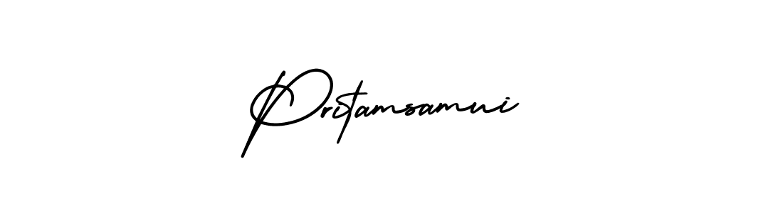 Make a short Pritamsamui signature style. Manage your documents anywhere anytime using AmerikaSignatureDemo-Regular. Create and add eSignatures, submit forms, share and send files easily. Pritamsamui signature style 3 images and pictures png