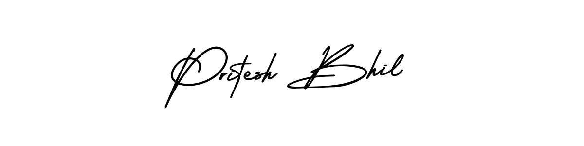 The best way (AmerikaSignatureDemo-Regular) to make a short signature is to pick only two or three words in your name. The name Pritesh Bhil include a total of six letters. For converting this name. Pritesh Bhil signature style 3 images and pictures png