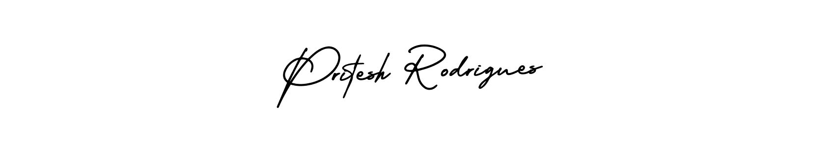 The best way (AmerikaSignatureDemo-Regular) to make a short signature is to pick only two or three words in your name. The name Pritesh Rodrigues include a total of six letters. For converting this name. Pritesh Rodrigues signature style 3 images and pictures png