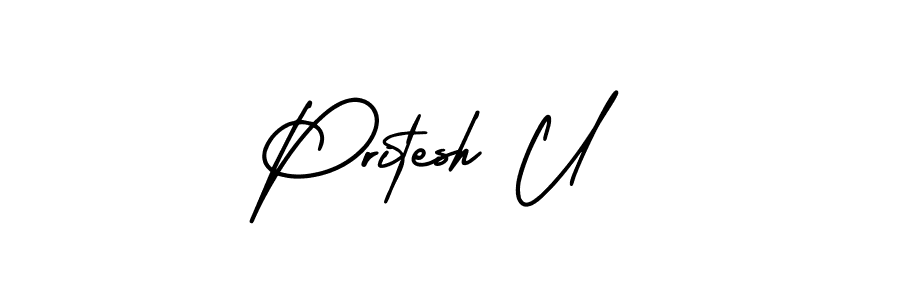 Design your own signature with our free online signature maker. With this signature software, you can create a handwritten (AmerikaSignatureDemo-Regular) signature for name Pritesh U. Pritesh U signature style 3 images and pictures png