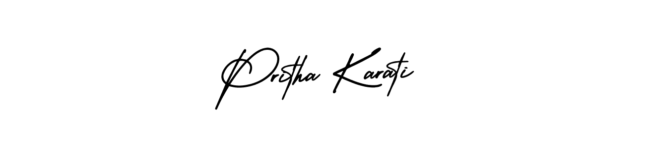 AmerikaSignatureDemo-Regular is a professional signature style that is perfect for those who want to add a touch of class to their signature. It is also a great choice for those who want to make their signature more unique. Get Pritha Karati name to fancy signature for free. Pritha Karati signature style 3 images and pictures png