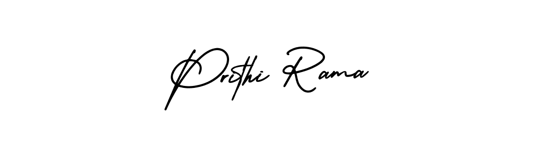 The best way (AmerikaSignatureDemo-Regular) to make a short signature is to pick only two or three words in your name. The name Prithi Rama include a total of six letters. For converting this name. Prithi Rama signature style 3 images and pictures png