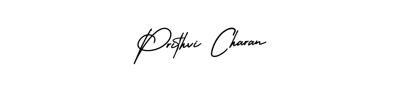 The best way (AmerikaSignatureDemo-Regular) to make a short signature is to pick only two or three words in your name. The name Prithvi Charan include a total of six letters. For converting this name. Prithvi Charan signature style 3 images and pictures png