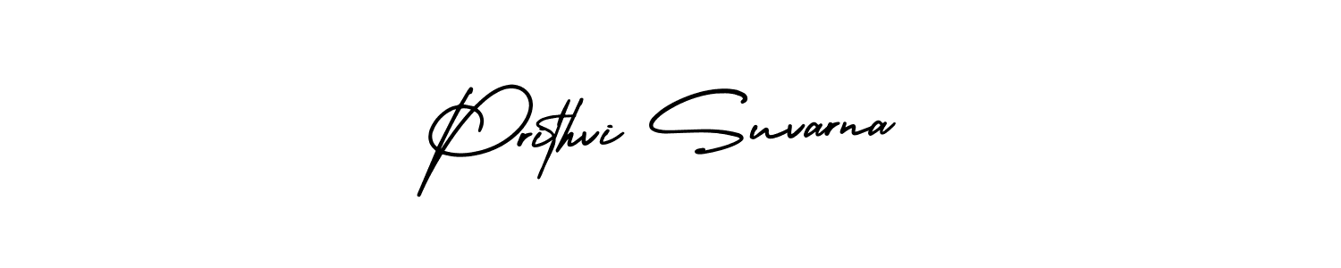 This is the best signature style for the Prithvi Suvarna name. Also you like these signature font (AmerikaSignatureDemo-Regular). Mix name signature. Prithvi Suvarna signature style 3 images and pictures png