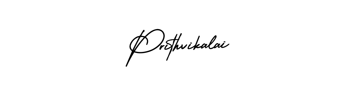 You should practise on your own different ways (AmerikaSignatureDemo-Regular) to write your name (Prithvikalai) in signature. don't let someone else do it for you. Prithvikalai signature style 3 images and pictures png