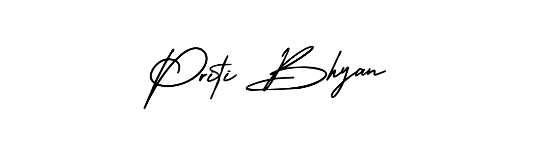 You should practise on your own different ways (AmerikaSignatureDemo-Regular) to write your name (Priti Bhyan) in signature. don't let someone else do it for you. Priti Bhyan signature style 3 images and pictures png