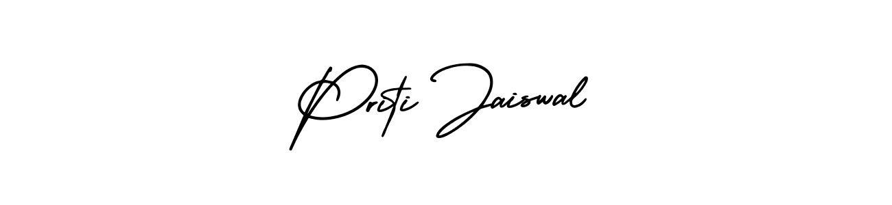 You should practise on your own different ways (AmerikaSignatureDemo-Regular) to write your name (Priti Jaiswal) in signature. don't let someone else do it for you. Priti Jaiswal signature style 3 images and pictures png