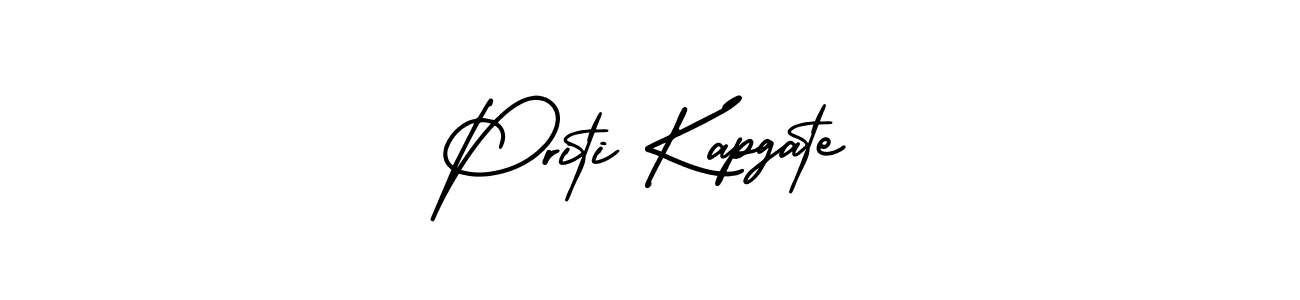 You should practise on your own different ways (AmerikaSignatureDemo-Regular) to write your name (Priti Kapgate) in signature. don't let someone else do it for you. Priti Kapgate signature style 3 images and pictures png