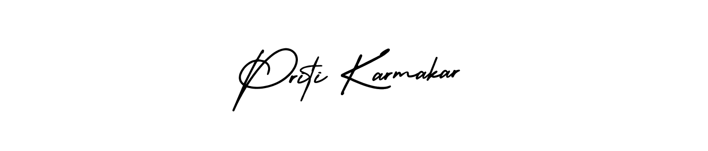 How to make Priti Karmakar name signature. Use AmerikaSignatureDemo-Regular style for creating short signs online. This is the latest handwritten sign. Priti Karmakar signature style 3 images and pictures png