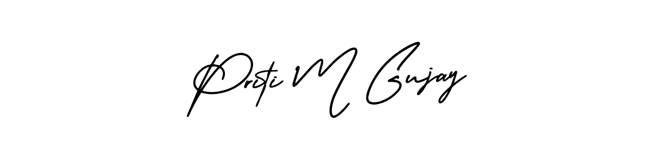 AmerikaSignatureDemo-Regular is a professional signature style that is perfect for those who want to add a touch of class to their signature. It is also a great choice for those who want to make their signature more unique. Get Priti M Gujay name to fancy signature for free. Priti M Gujay signature style 3 images and pictures png