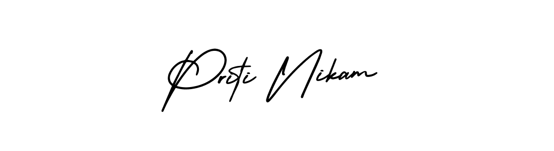 Priti Nikam stylish signature style. Best Handwritten Sign (AmerikaSignatureDemo-Regular) for my name. Handwritten Signature Collection Ideas for my name Priti Nikam. Priti Nikam signature style 3 images and pictures png