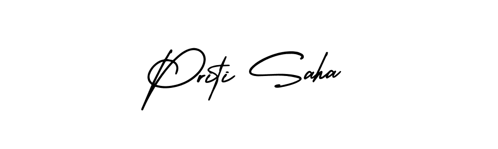 You should practise on your own different ways (AmerikaSignatureDemo-Regular) to write your name (Priti Saha) in signature. don't let someone else do it for you. Priti Saha signature style 3 images and pictures png