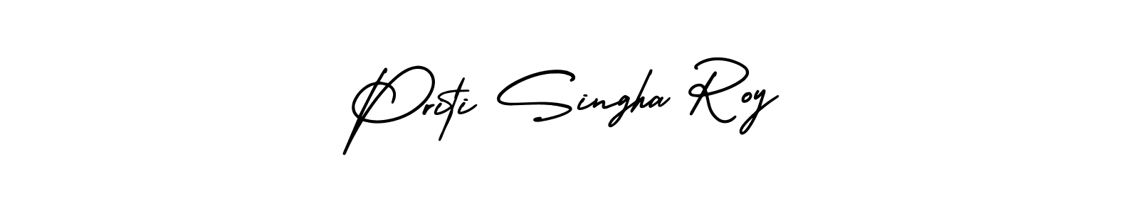 You should practise on your own different ways (AmerikaSignatureDemo-Regular) to write your name (Priti Singha Roy) in signature. don't let someone else do it for you. Priti Singha Roy signature style 3 images and pictures png