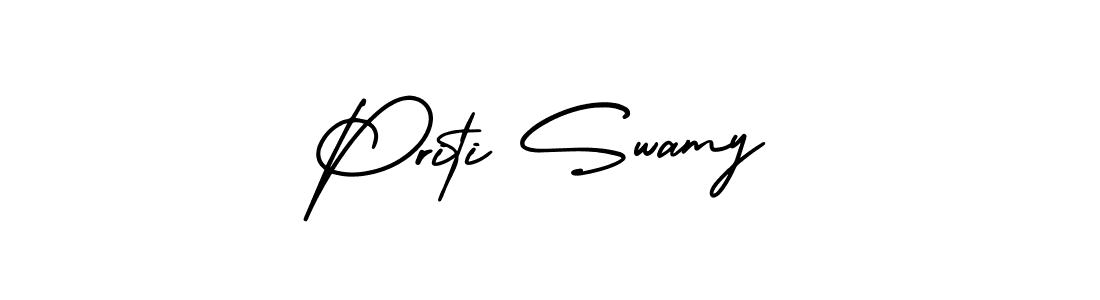 You should practise on your own different ways (AmerikaSignatureDemo-Regular) to write your name (Priti Swamy) in signature. don't let someone else do it for you. Priti Swamy signature style 3 images and pictures png