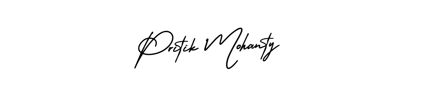 The best way (AmerikaSignatureDemo-Regular) to make a short signature is to pick only two or three words in your name. The name Pritik Mohanty include a total of six letters. For converting this name. Pritik Mohanty signature style 3 images and pictures png