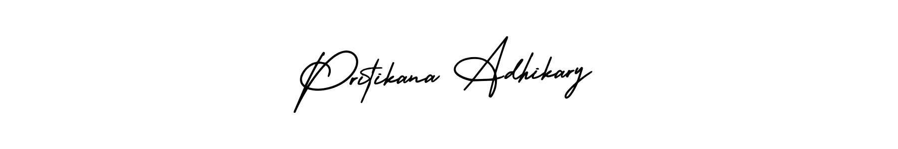 How to make Pritikana Adhikary name signature. Use AmerikaSignatureDemo-Regular style for creating short signs online. This is the latest handwritten sign. Pritikana Adhikary signature style 3 images and pictures png