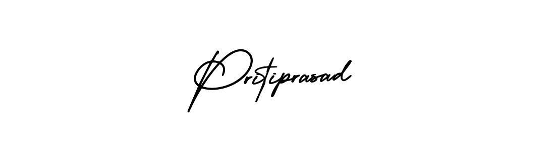 You should practise on your own different ways (AmerikaSignatureDemo-Regular) to write your name (Pritiprasad) in signature. don't let someone else do it for you. Pritiprasad signature style 3 images and pictures png