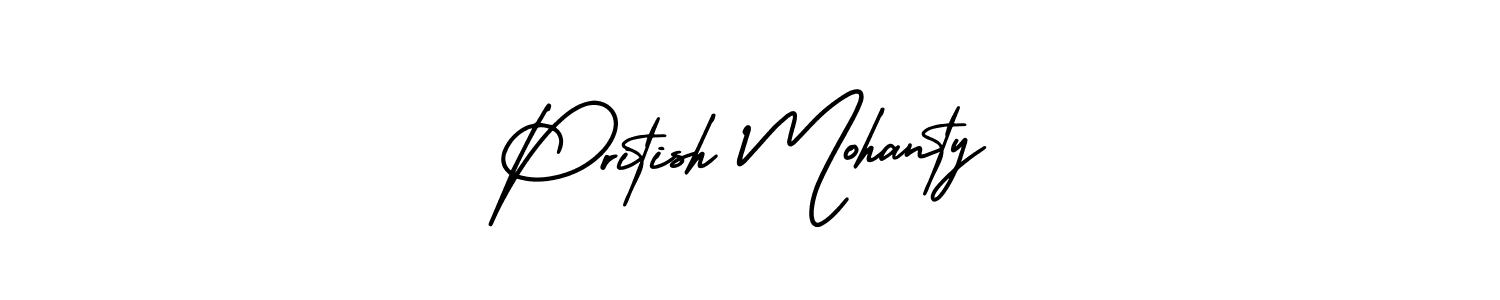 Pritish Mohanty stylish signature style. Best Handwritten Sign (AmerikaSignatureDemo-Regular) for my name. Handwritten Signature Collection Ideas for my name Pritish Mohanty. Pritish Mohanty signature style 3 images and pictures png