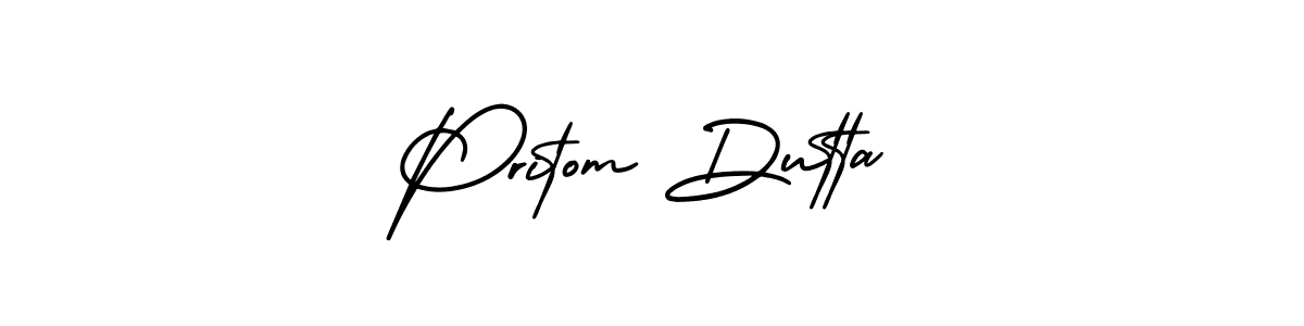 You should practise on your own different ways (AmerikaSignatureDemo-Regular) to write your name (Pritom Dutta) in signature. don't let someone else do it for you. Pritom Dutta signature style 3 images and pictures png