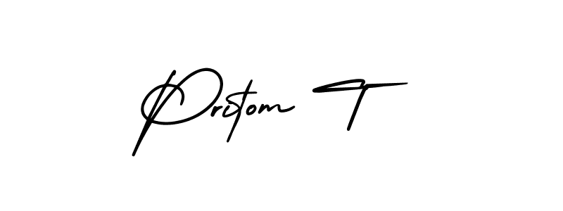 AmerikaSignatureDemo-Regular is a professional signature style that is perfect for those who want to add a touch of class to their signature. It is also a great choice for those who want to make their signature more unique. Get Pritom T name to fancy signature for free. Pritom T signature style 3 images and pictures png