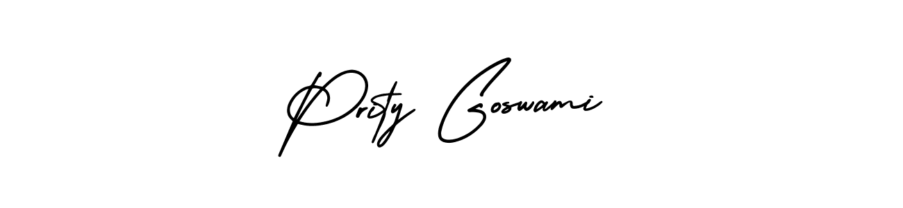 How to make Prity Goswami name signature. Use AmerikaSignatureDemo-Regular style for creating short signs online. This is the latest handwritten sign. Prity Goswami signature style 3 images and pictures png