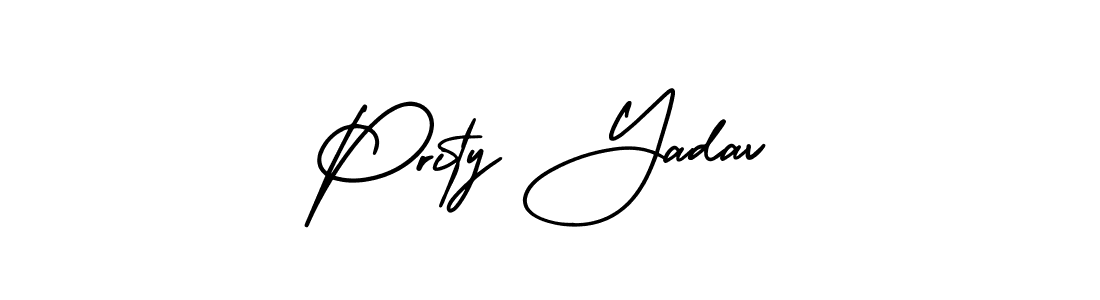 The best way (AmerikaSignatureDemo-Regular) to make a short signature is to pick only two or three words in your name. The name Prity Yadav include a total of six letters. For converting this name. Prity Yadav signature style 3 images and pictures png