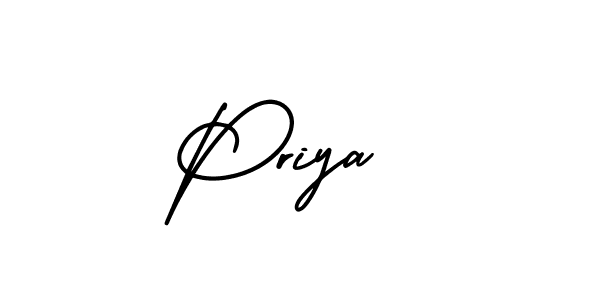 You should practise on your own different ways (AmerikaSignatureDemo-Regular) to write your name (Priya ) in signature. don't let someone else do it for you. Priya  signature style 3 images and pictures png