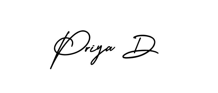 The best way (AmerikaSignatureDemo-Regular) to make a short signature is to pick only two or three words in your name. The name Priya D include a total of six letters. For converting this name. Priya D signature style 3 images and pictures png