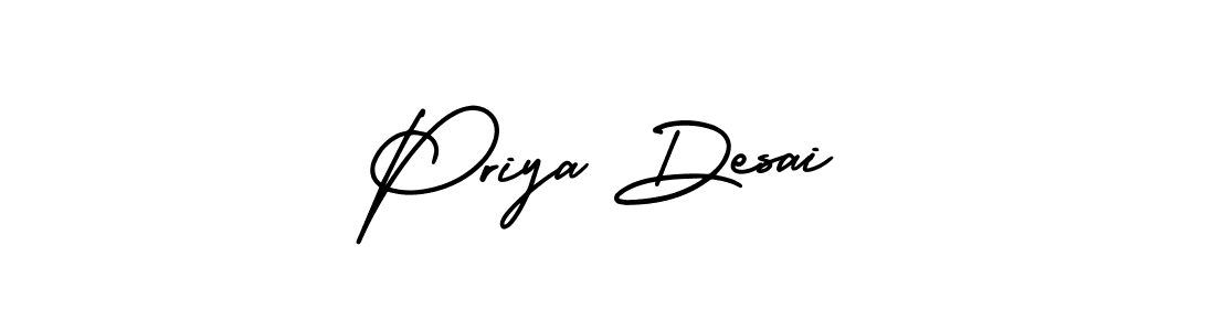 The best way (AmerikaSignatureDemo-Regular) to make a short signature is to pick only two or three words in your name. The name Priya Desai include a total of six letters. For converting this name. Priya Desai signature style 3 images and pictures png