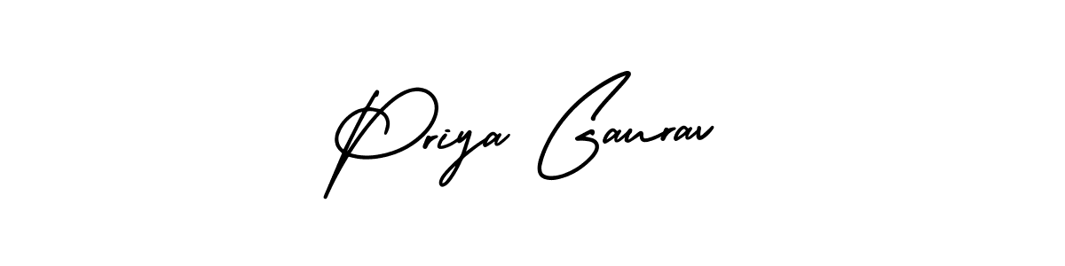 The best way (AmerikaSignatureDemo-Regular) to make a short signature is to pick only two or three words in your name. The name Priya Gaurav include a total of six letters. For converting this name. Priya Gaurav signature style 3 images and pictures png
