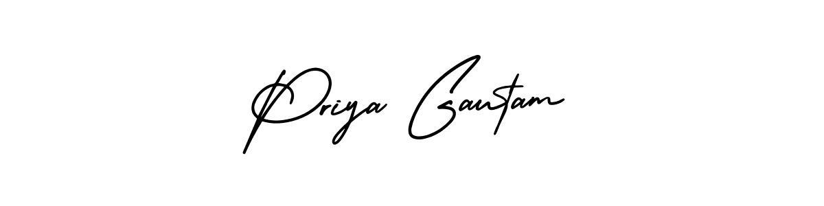 The best way (AmerikaSignatureDemo-Regular) to make a short signature is to pick only two or three words in your name. The name Priya Gautam include a total of six letters. For converting this name. Priya Gautam signature style 3 images and pictures png