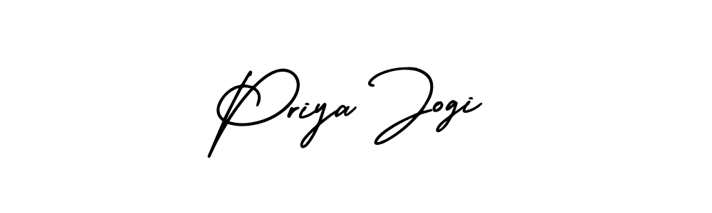 You should practise on your own different ways (AmerikaSignatureDemo-Regular) to write your name (Priya Jogi) in signature. don't let someone else do it for you. Priya Jogi signature style 3 images and pictures png