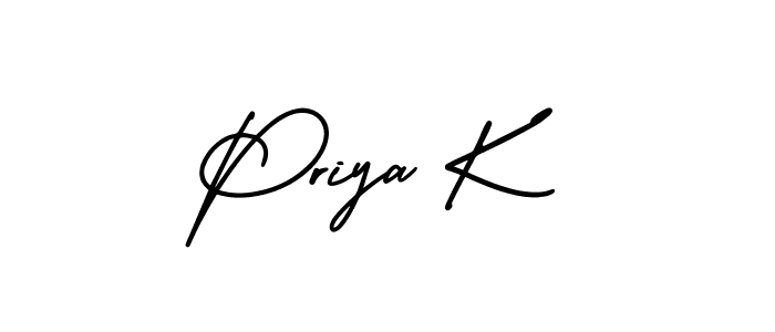 How to make Priya K name signature. Use AmerikaSignatureDemo-Regular style for creating short signs online. This is the latest handwritten sign. Priya K signature style 3 images and pictures png