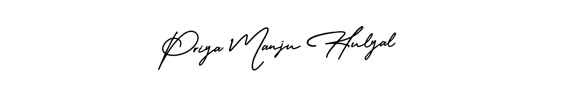 Make a beautiful signature design for name Priya Manju Hulyal. With this signature (AmerikaSignatureDemo-Regular) style, you can create a handwritten signature for free. Priya Manju Hulyal signature style 3 images and pictures png