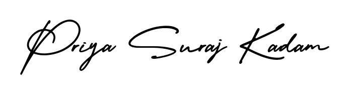 Give your name Priya Suraj Kadam an exquisite flair with the AmerikaSignatureDemo-Regular script font. Ideal for contracts, resumes, and formal letterheads. Priya Suraj Kadam signature style 3 images and pictures png