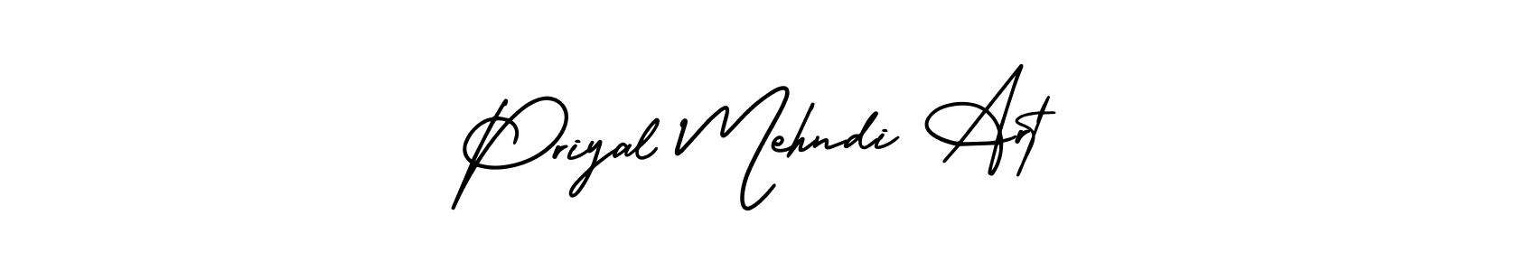 How to make Priyal Mehndi Art name signature. Use AmerikaSignatureDemo-Regular style for creating short signs online. This is the latest handwritten sign. Priyal Mehndi Art signature style 3 images and pictures png