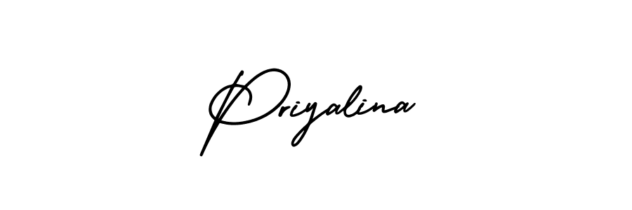 How to make Priyalina name signature. Use AmerikaSignatureDemo-Regular style for creating short signs online. This is the latest handwritten sign. Priyalina signature style 3 images and pictures png