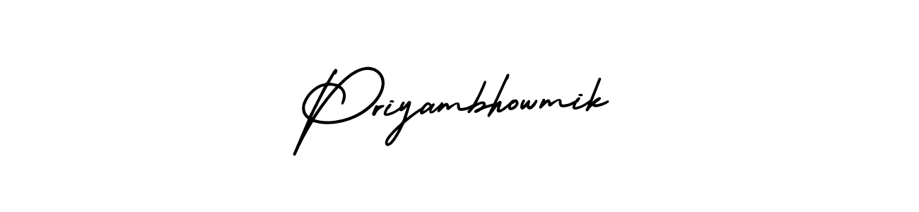 The best way (AmerikaSignatureDemo-Regular) to make a short signature is to pick only two or three words in your name. The name Priyambhowmik include a total of six letters. For converting this name. Priyambhowmik signature style 3 images and pictures png