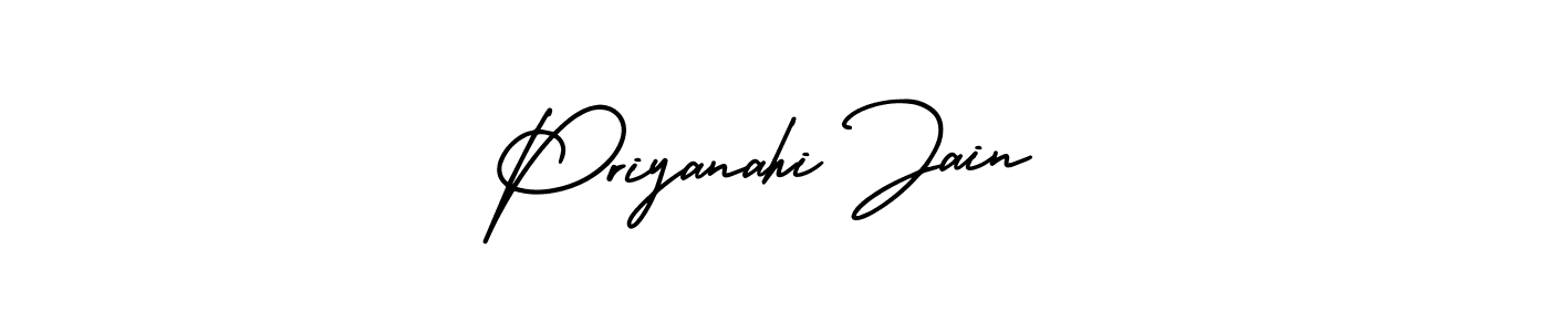 The best way (AmerikaSignatureDemo-Regular) to make a short signature is to pick only two or three words in your name. The name Priyanahi Jain include a total of six letters. For converting this name. Priyanahi Jain signature style 3 images and pictures png