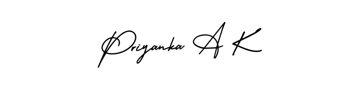 Make a beautiful signature design for name Priyanka A K. With this signature (AmerikaSignatureDemo-Regular) style, you can create a handwritten signature for free. Priyanka A K signature style 3 images and pictures png