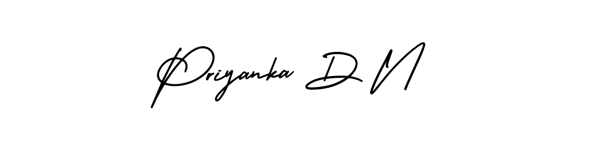 AmerikaSignatureDemo-Regular is a professional signature style that is perfect for those who want to add a touch of class to their signature. It is also a great choice for those who want to make their signature more unique. Get Priyanka D N name to fancy signature for free. Priyanka D N signature style 3 images and pictures png